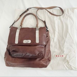 MARNI — Genuine leather bag w/ metal clasps